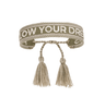Josemma feinstes gewebtes Baumwoll-Armband wahlweise ,,FOLLOW YOUR DREAMS‘‘ oder ,‚LEBE LIEBE LACHEN’‘ 15,5-23,5cm Umfang 1,9cm Breite. - Bitangel RENOVATE & FURNISH HOMES GmbH