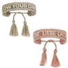 Josemma feinstes gewebtes Baumwoll-Armband wahlweise ,,FOLLOW YOUR DREAMS‘‘ oder ,‚LEBE LIEBE LACHEN’‘ 15,5-23,5cm Umfang 1,9cm Breite. - Bitangel RENOVATE & FURNISH HOMES GmbH