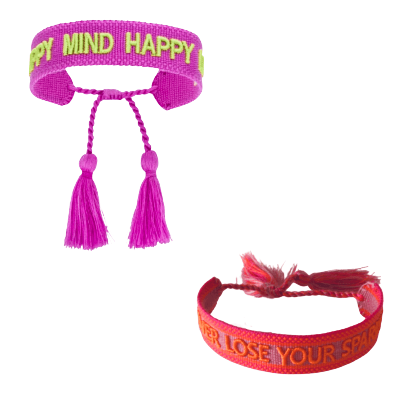 Josemma feinstes gewebtes Baumwoll-Armband wahlweise ,,HAPPY MIND HAPPY LIFE‘‘ oder ‚,NEVER LOSE YOUR SPARKLE’‘ 15,5-23,5cm Umfang 1,9cm Breite. - Bitangel RENOVATE & FURNISH HOMES GmbH