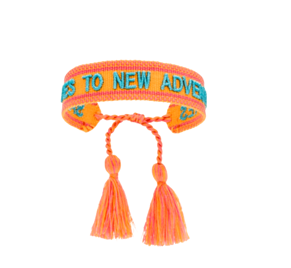 Josemma feinstes gewebtes Baumwoll-Armband wahlweise ,,LA VIE EST BELLE‘‘ oder ‚,SAY YES TO NEW ADVENTURS’‘ 15,5-23,5cm Umfang 1,9cm Breite. - Bitangel RENOVATE & FURNISH HOMES GmbH