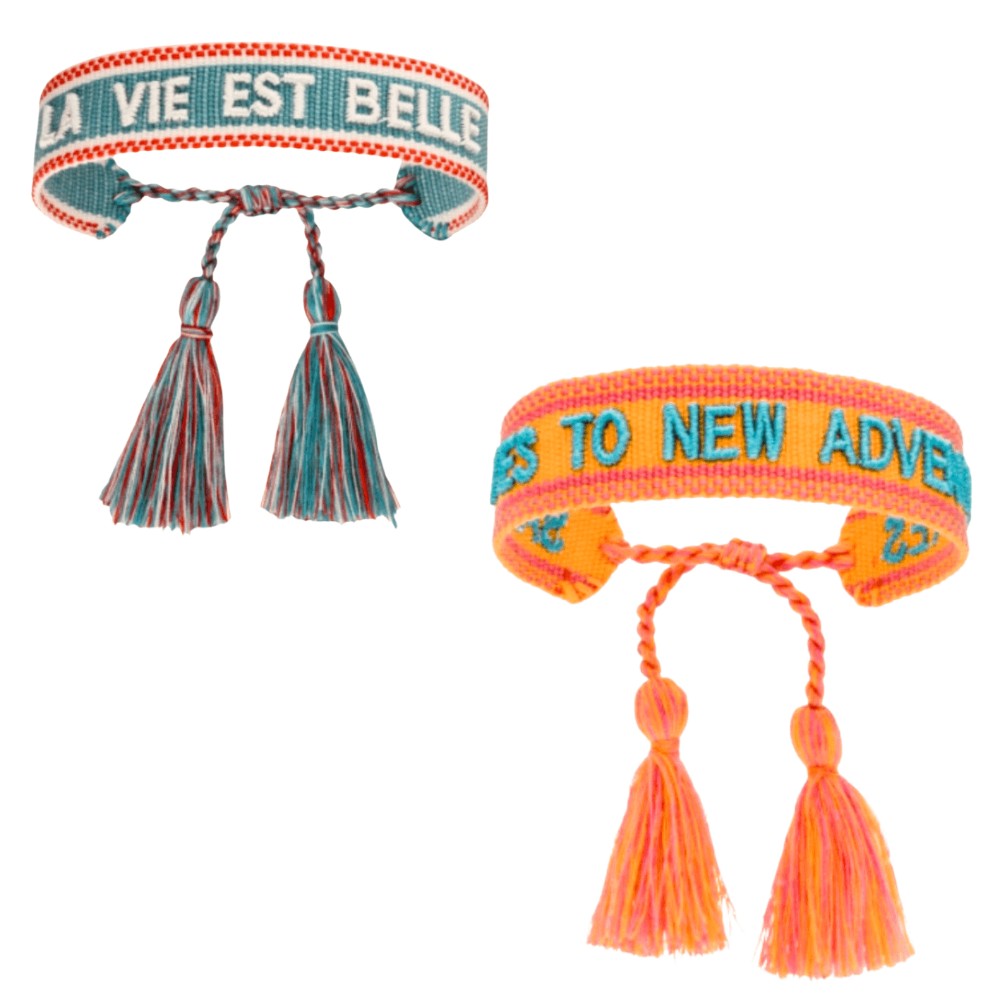 Josemma feinstes gewebtes Baumwoll-Armband wahlweise ,,LA VIE EST BELLE‘‘ oder ‚,SAY YES TO NEW ADVENTURS’‘ 15,5-23,5cm Umfang 1,9cm Breite. - Bitangel RENOVATE & FURNISH HOMES GmbH