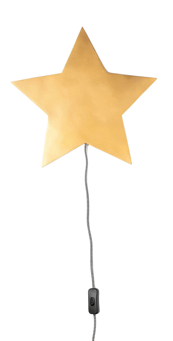 KidsDepot Barbo LED Wandleuchte in Goldfarben mit gestricktem Kabel wahlweise als Mond ca. L30xB2,50H35cm, Stern ca. L36xB2,50xH35cm oder Ballon ca. L27xB2,50xH35 cm - Bitangel RENOVATE & FURNISH HOMES GmbH