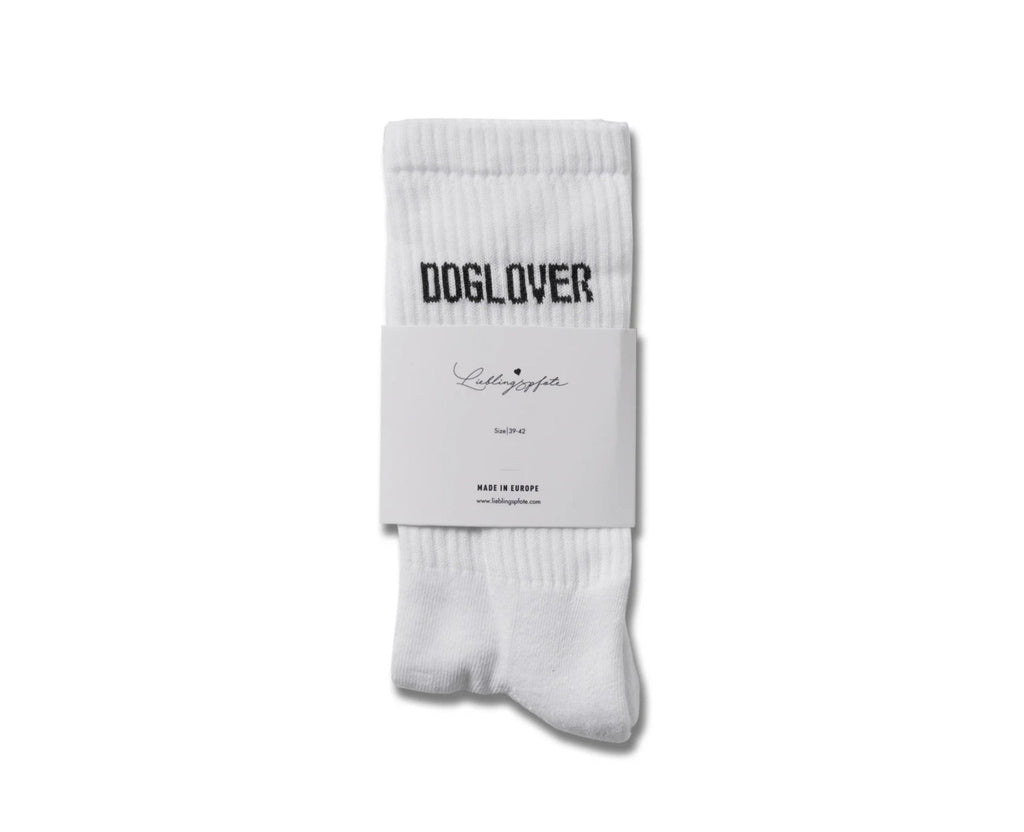 Lieblingspfote wahlweise: DOGLOVER oder DOGOBSESSED Socken in weiß 100% Baumwolle - Bitangel RENOVATE & FURNISH HOMES GmbH