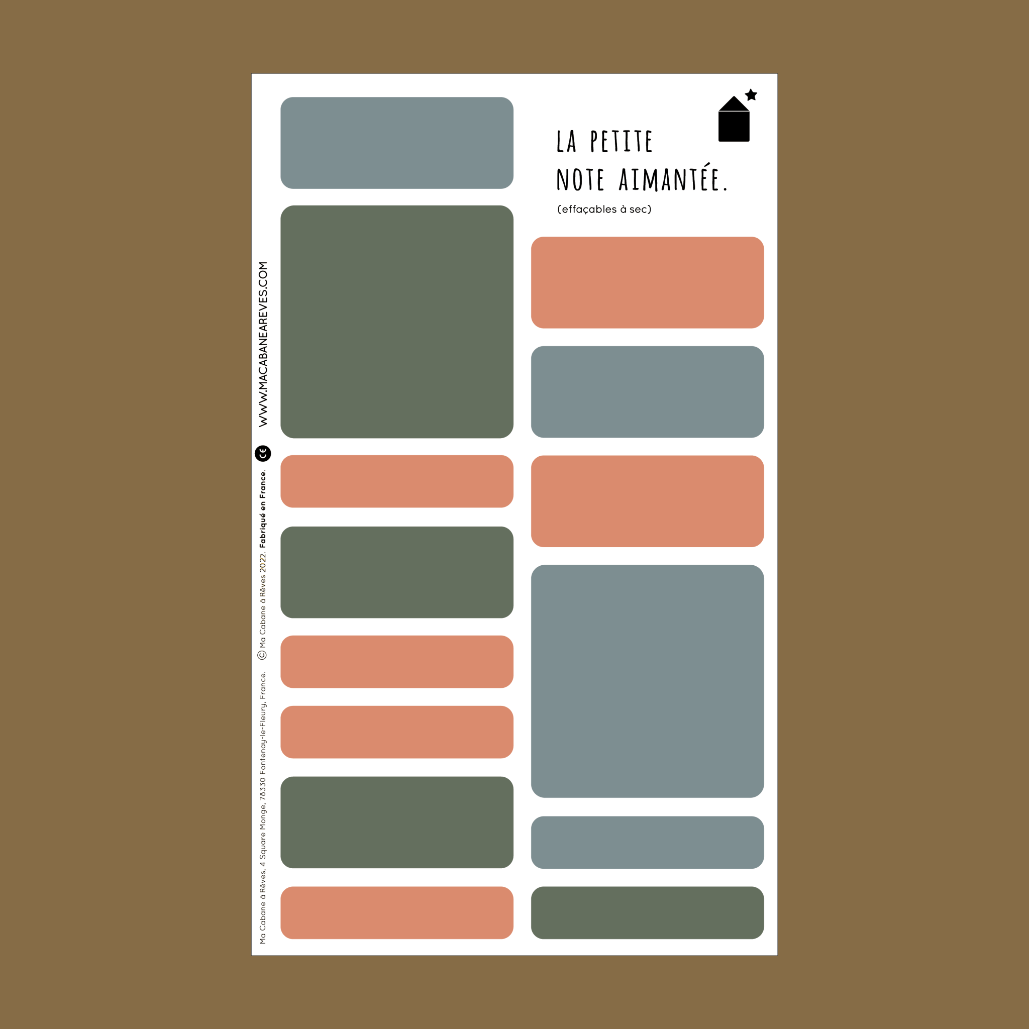 Ma Cabane à Rêves 14 Magnete Notizen für Wochenplaner in 3 verschiedenen Farben: rosa, grün-nude-khaki, flieder-nude-khaki - Bitangel RENOVATE & FURNISH HOMES GmbH