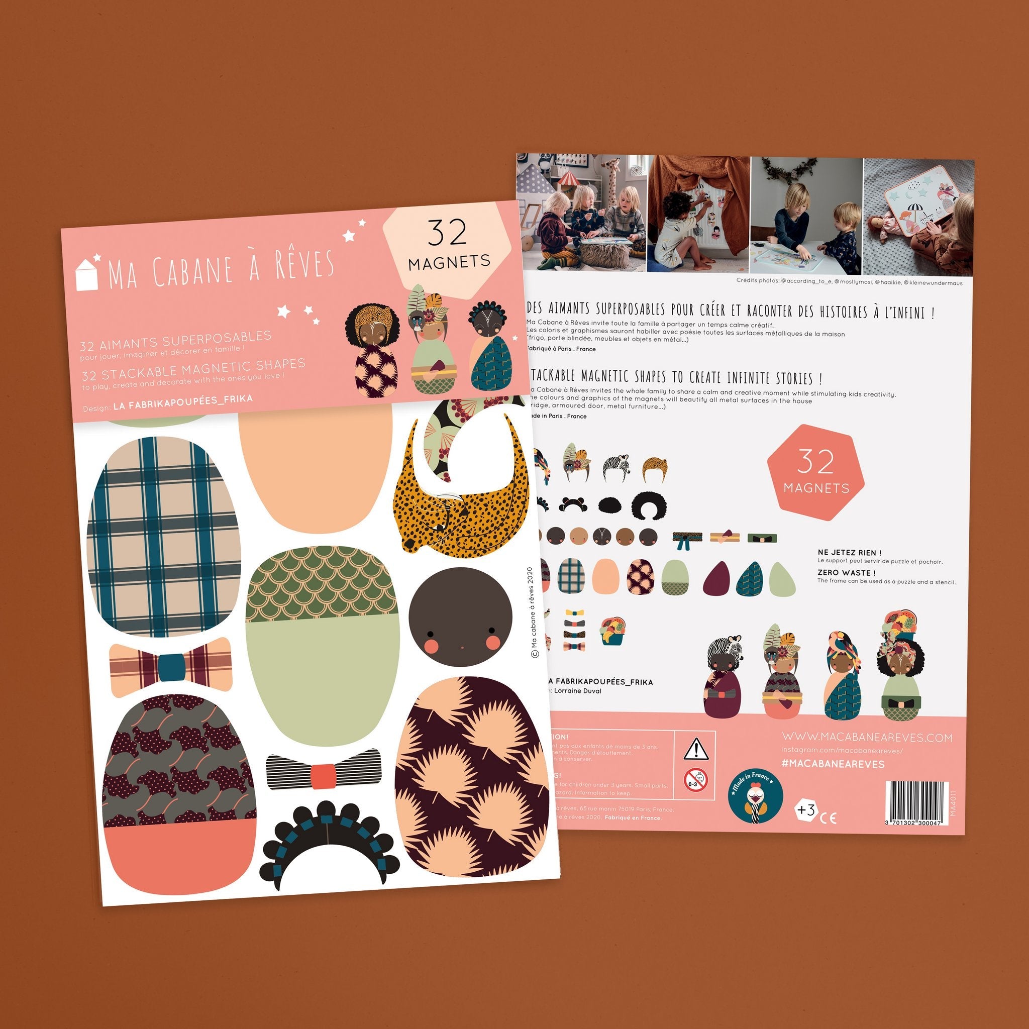 Ma Cabane à Rêves 32 Magnete La Fabrikapoupées Puppen, Afrika mit Tierkopfschmuck - Bitangel RENOVATE & FURNISH HOMES GmbH