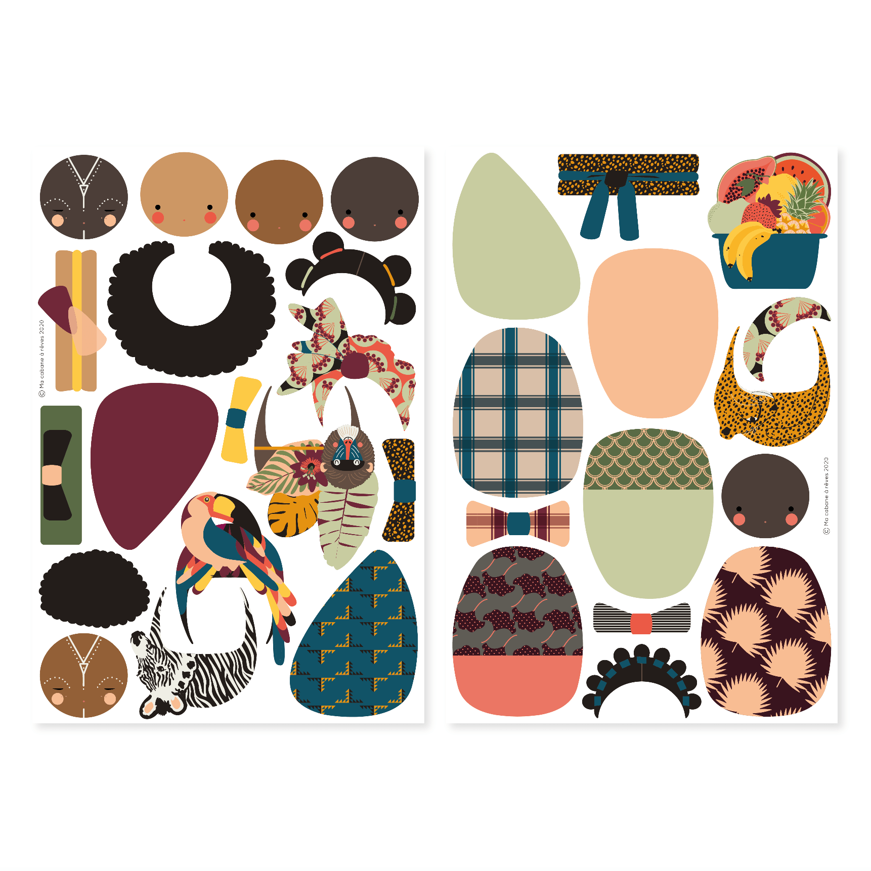 Ma Cabane à Rêves 32 Magnete La Fabrikapoupées Puppen, Afrika mit Tierkopfschmuck - Bitangel RENOVATE & FURNISH HOMES GmbH