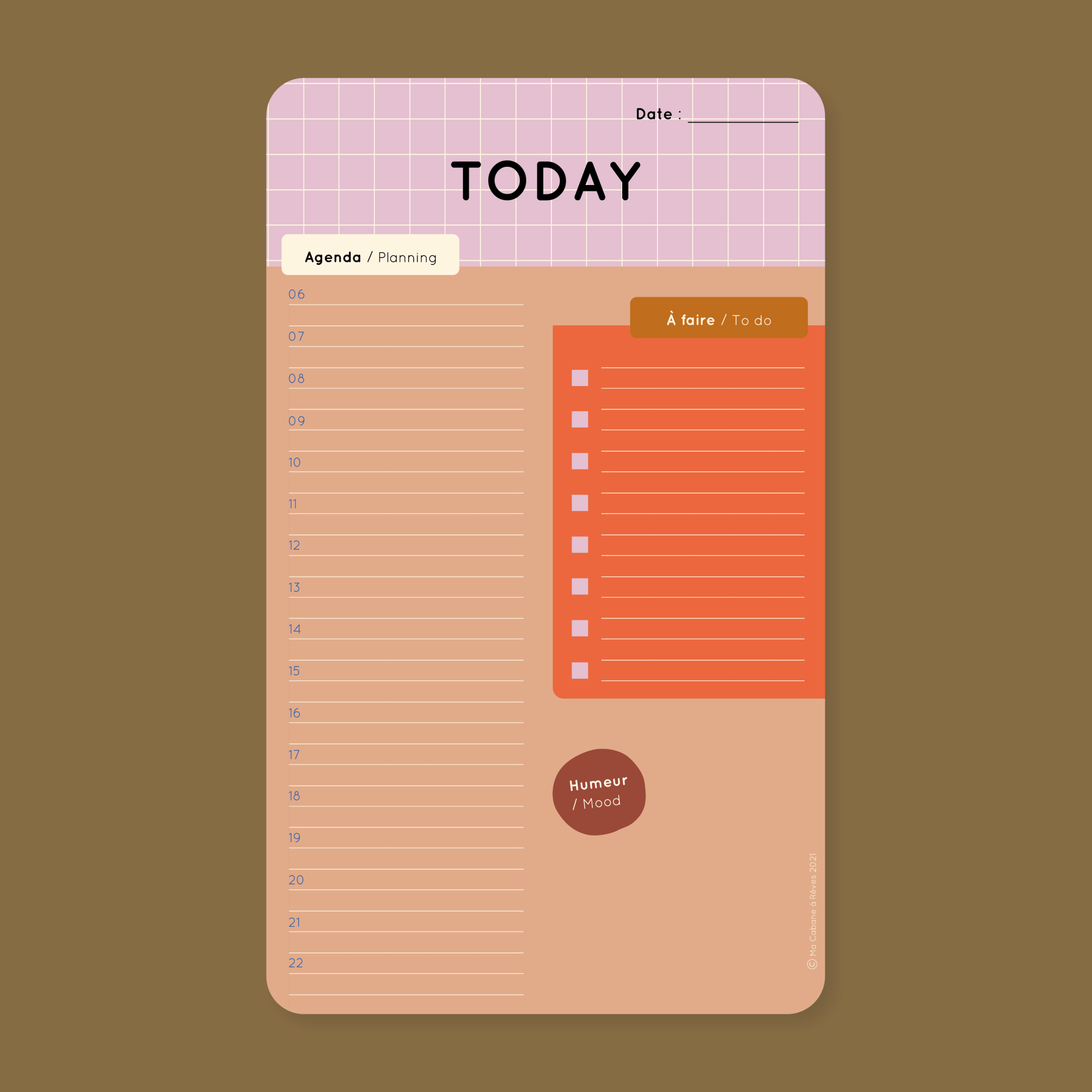 Ma Cabane à Rêves Magnettafel Tagesplaner in verschiedenen Farben: rot, lila , blau 15x25cm - Bitangel RENOVATE & FURNISH HOMES GmbH