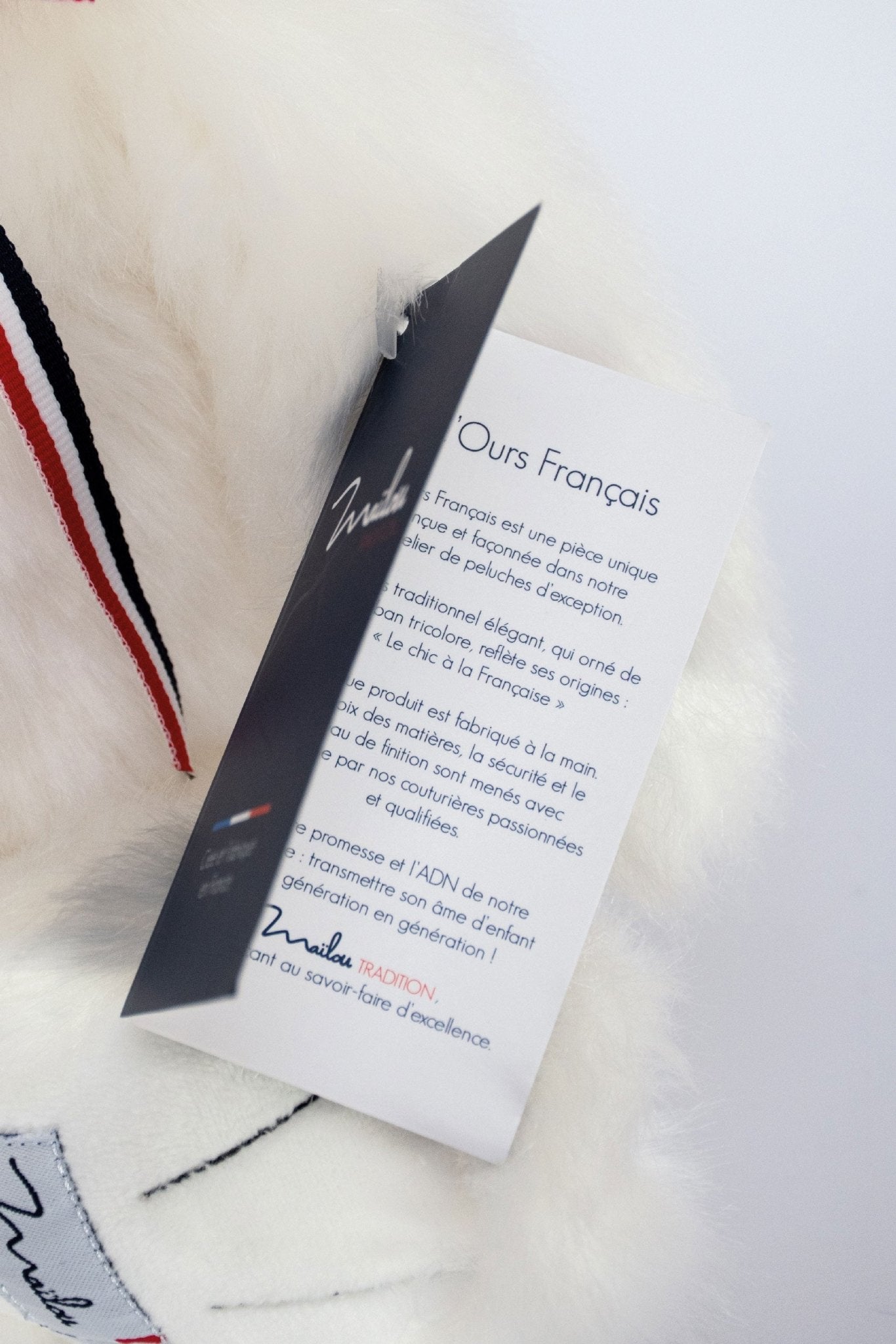 Maïlou Tradition handgemachter Plüschbär wahlweise in ca. 35cm, 50cm und 65cm L'OURS FRANCAIS weiss - Bitangel RENOVATE & FURNISH HOMES GmbH