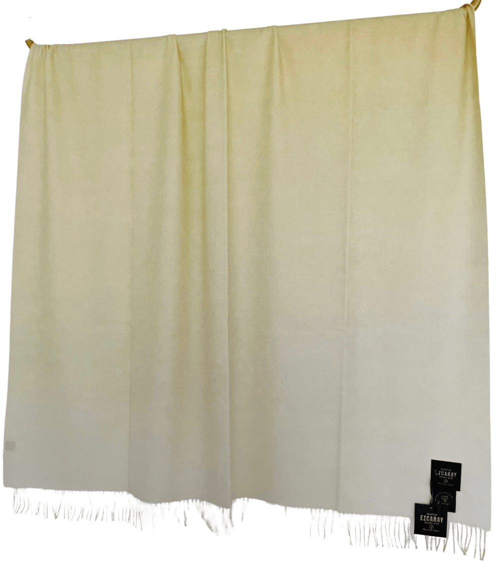 Mantas Ezcaray Spanien Premium Mohair-Wolldecke Ombré Effekt/Farbverlauf, in Sunlight, in Gelb/Off-White 130x200 cm, 310gr/m2 - Bitangel RENOVATE & FURNISH HOMES GmbH
