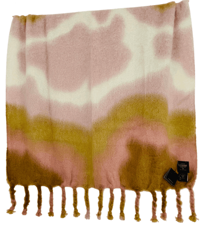 Mantas Ezcaray Spanien Premium Mohair-Wolldecke Tie-Dye, Wolken Optik in Ocker, Rose’, helles Braun, helles Rose, Off White 130x200cm, 450gr/m2 - Bitangel RENOVATE & FURNISH HOMES GmbH