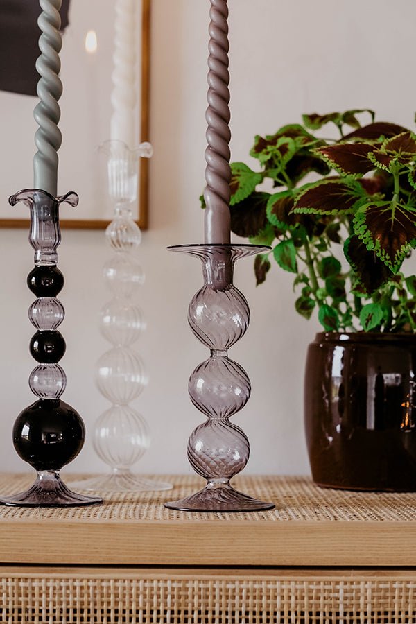 Moonlight Copenhagen Kerzenhalter Sky wahlweise in rosa/gelb, clear ca. 30x9,5cm mundgeblasen - Bitangel RENOVATE & FURNISH HOMES GmbH