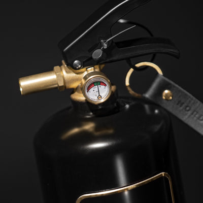 Nordic Flame Feuerlöscher wahlweise in schwarz mit goldenem oder Stahl im stahlfarbenen Emblem in Geschenkkarton Löschkraft von 13A 89B C ist am stärksten auf dem Markt für 2 kg - Bitangel RENOVATE & FURNISH HOMES GmbH