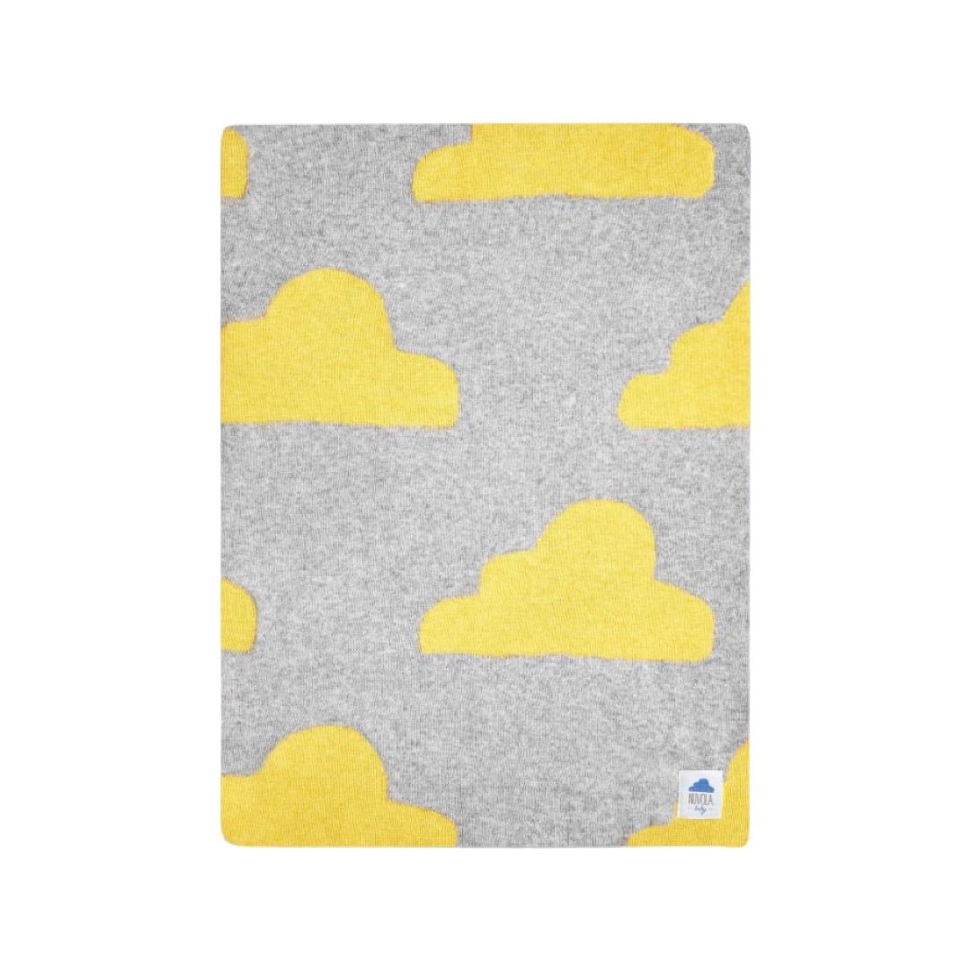 Nuvola Babydecke Kaschmir/Baumwolle wahlweise in verschiedenen Farben hellgrau/gelb/rosa/blau 70x100cm - Bitangel RENOVATE & FURNISH HOMES GmbH