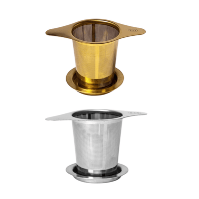 P&T Paper & Tea Edelstahl Feinsieb aus Titan mit Deckel wahlweise mit Goldbeschichtung oder Silberbeschichtung ca. 7,5x10cm - Bitangel RENOVATE & FURNISH HOMES GmbH