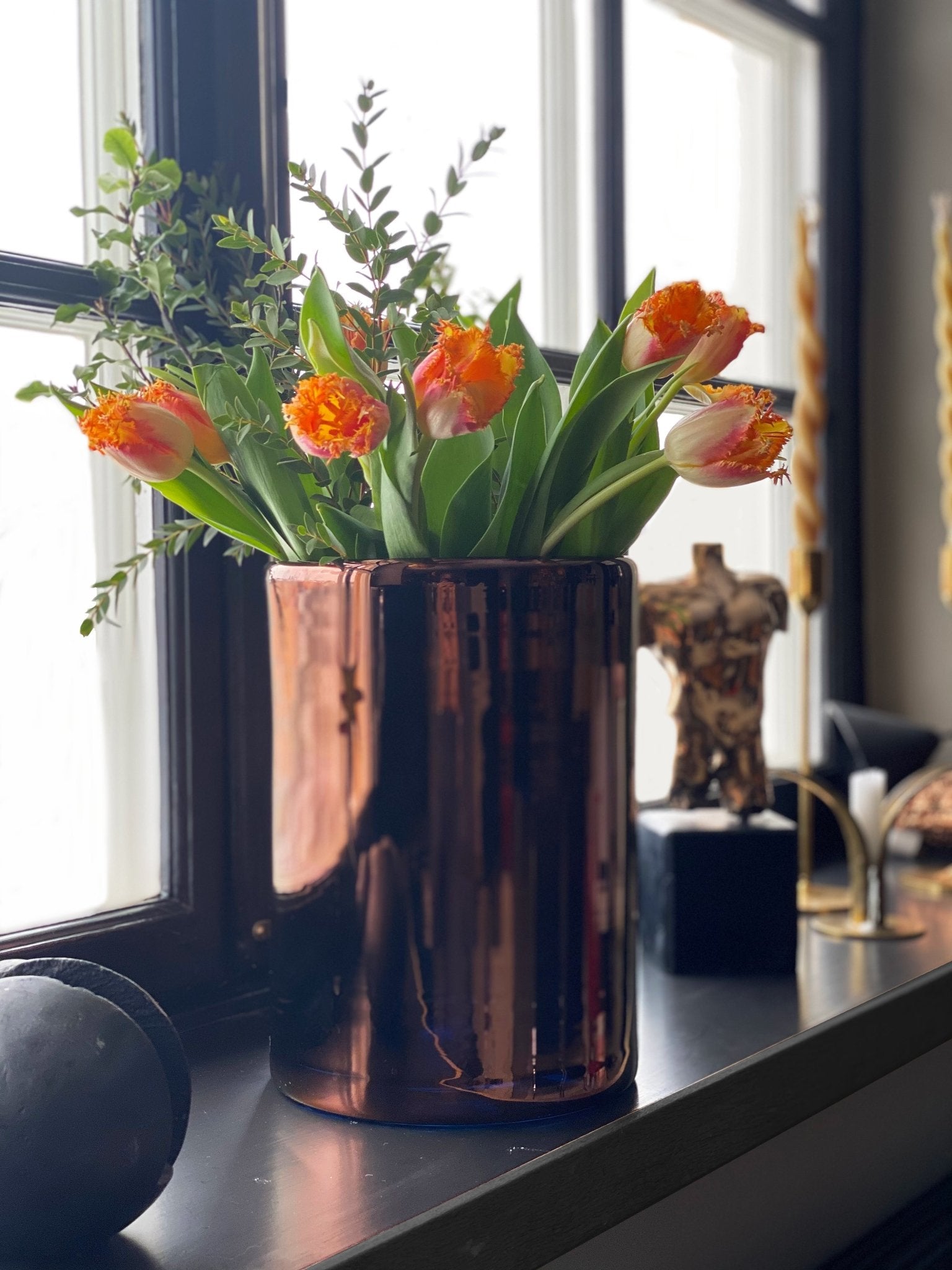 Skogsberg & Smart mundgeblasenes Windlicht Hurricane bronze wahlweise, ca. 9x8cm & ca. 28x19,5cm, 0,5kg & 4kg - Bitangel RENOVATE & FURNISH HOMES GmbH