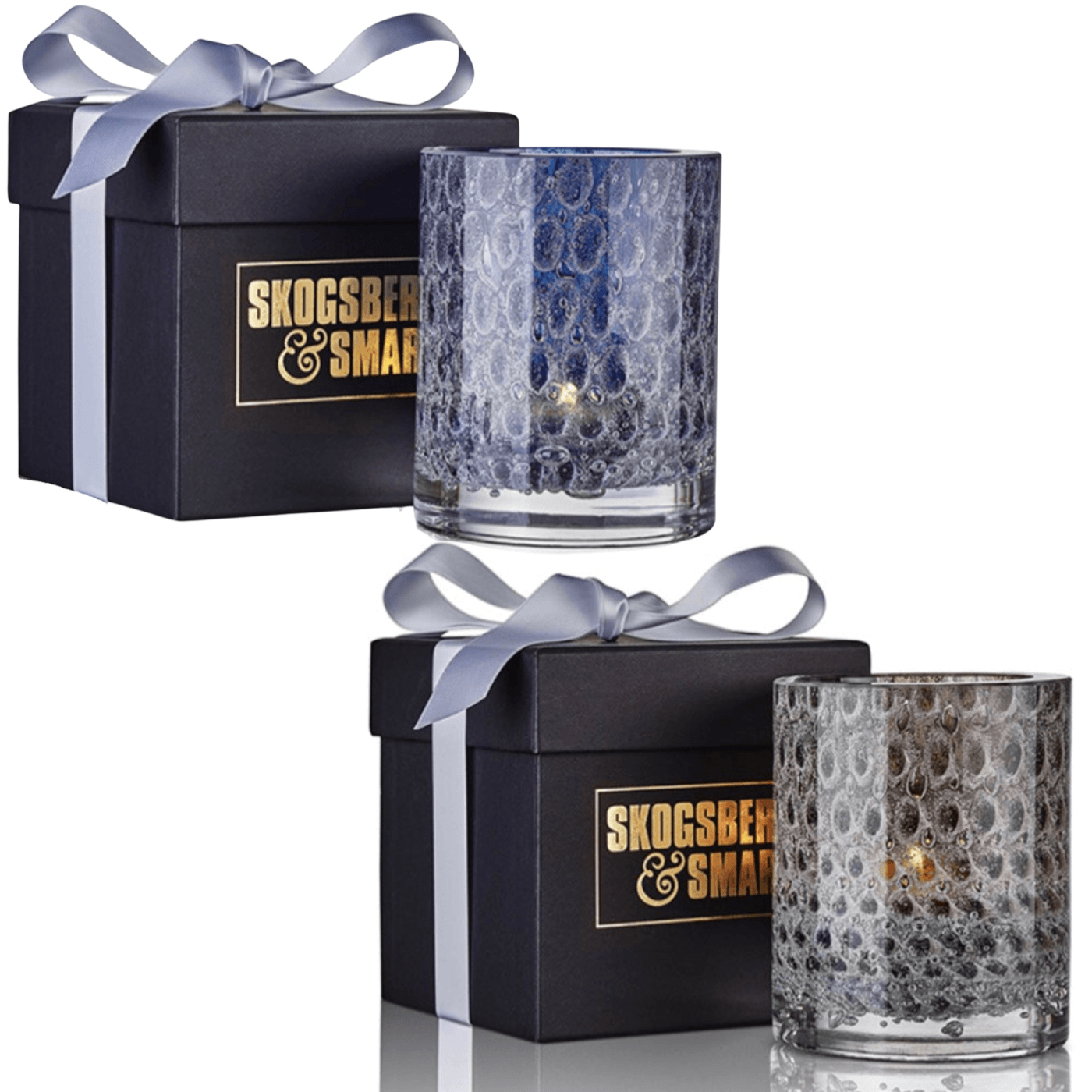 Skogsberg & Smart mundgeblasenes Windlicht Hurricane Spritz wahlweise Sea oder Rauchgrau ca. 12cm lang & 10cm Durchmesser, Gewicht ca. 1,5kg - Bitangel RENOVATE & FURNISH HOMES GmbH