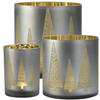 Sompex Christmas Livestyle Awhia Windlicht aus Glas in Gold wahlweise in 3 Größen ca. M H14xD15, L H20xD20, XL H24,5x24,5cm - Bitangel RENOVATE & FURNISH HOMES GmbH