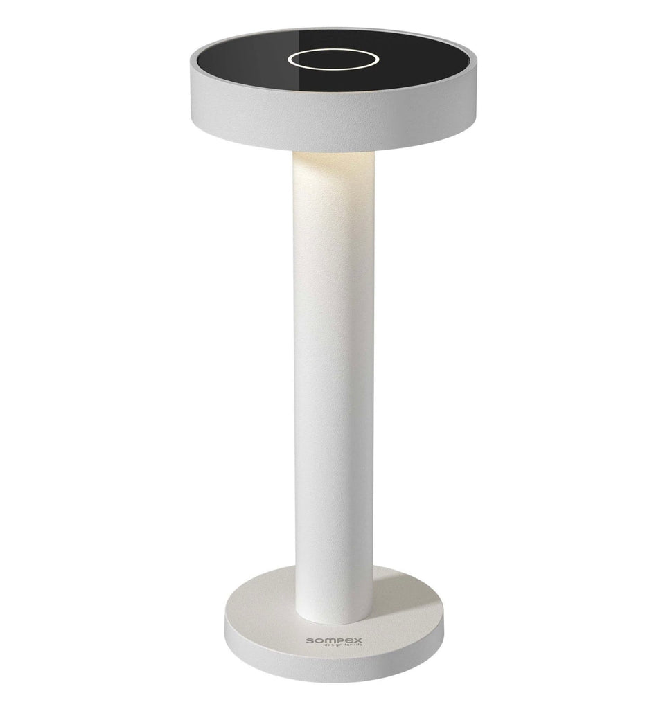 Sompex LED Boro dimmbare Indoor & Outdoor aufladbare Akku Tischleuchte aus wasserfestem Aluminium pulverbeschichtet, in Weiß wahlweise in zwei Größen L9xD22 cm - Bitangel RENOVATE & FURNISH HOMES GmbH