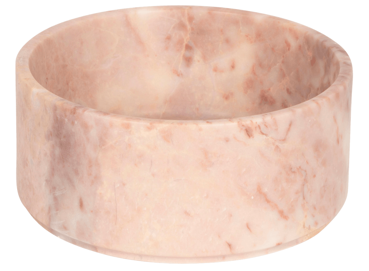 Stoned Marble Aufbewahrungs-Marmorschale wahlweise in Weiß oder Pink in Matt ca. H10xD24cm & ca. 3,50kg - Bitangel RENOVATE & FURNISH HOMES GmbH