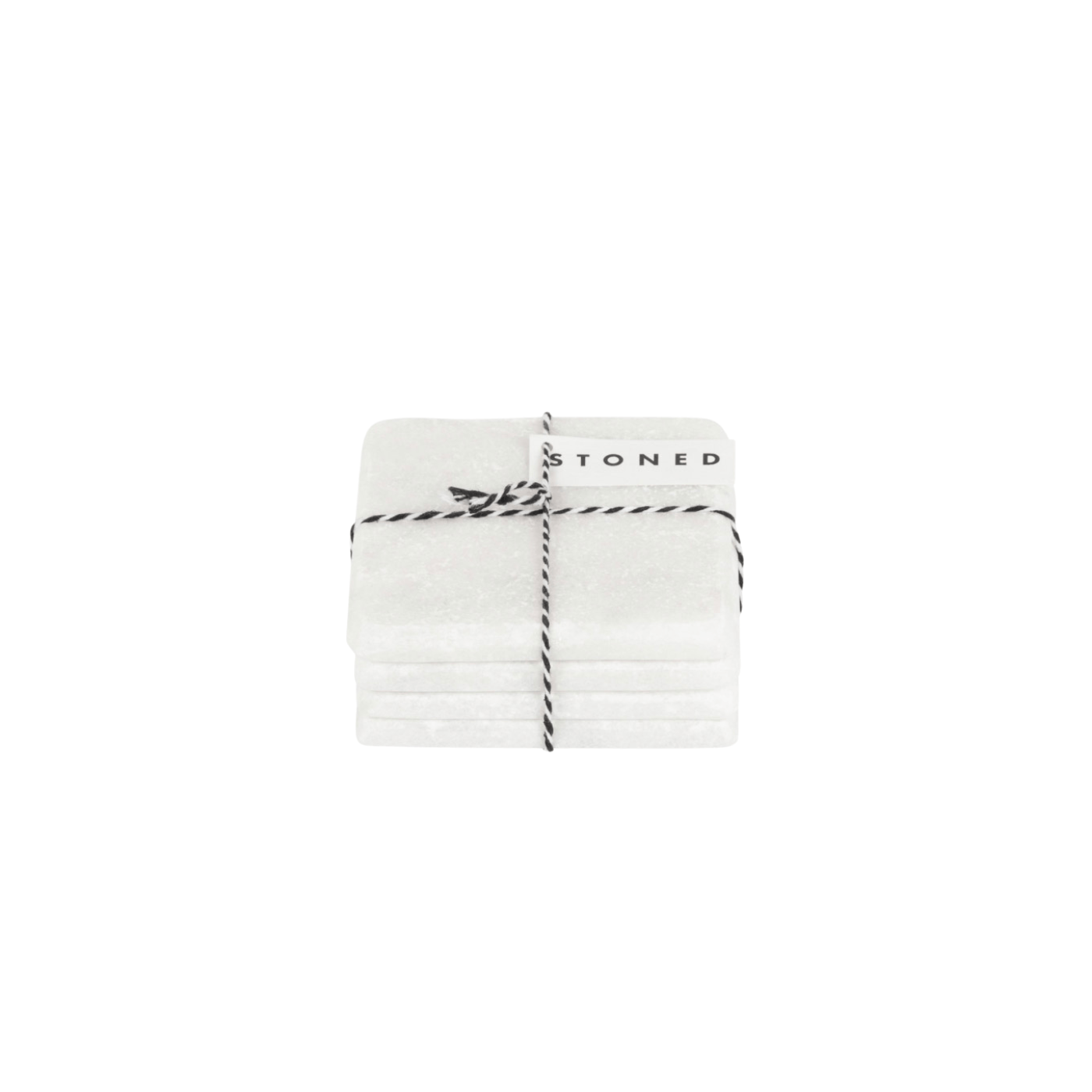 Stoned Marble Marmor-Untersetzer Set mit 4 Stück, Quadratisch wahlweise in Schwarz poliert oder Weiß matt ca. L10xB10xH1cm - Bitangel RENOVATE & FURNISH HOMES GmbH