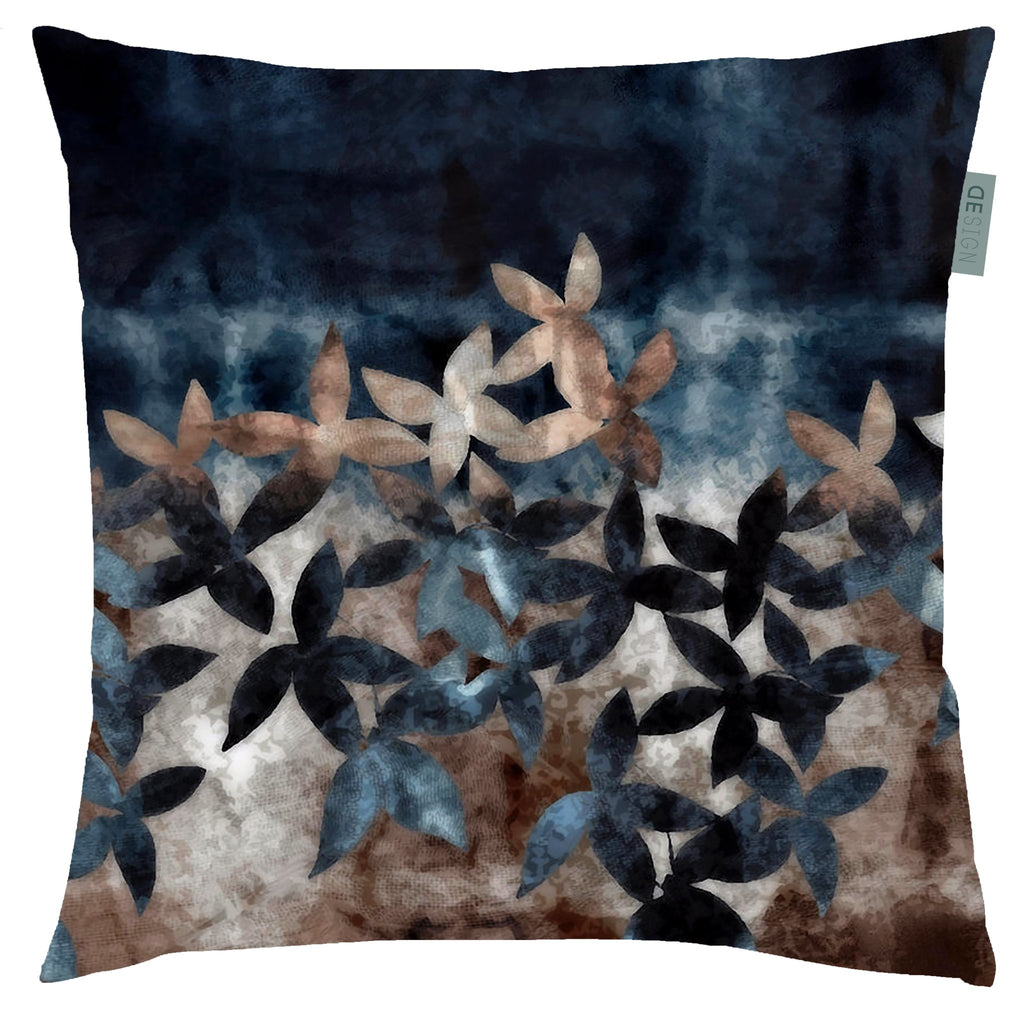 Studio Eyk Studio EYK Samtkissenbezug/Velvet wahlweise in Blau gemustert mit Blättern ca. B50xH50cm oder Blau mit Farbverlauf ca. B50xH50cm Design auf vor-und Rückseite gleich. - Bitangel RENOVATE & FURNISH HOMES GmbH