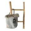 Taff by Thomas Albrecht Home Aufbewahrung-Tasche wahlweise in zwei Größen, aus Schurwoll-Walk mit Tibet Lammfell, Platingrau ca. 60x13x35 cm - Bitangel RENOVATE & FURNISH HOMES GmbH