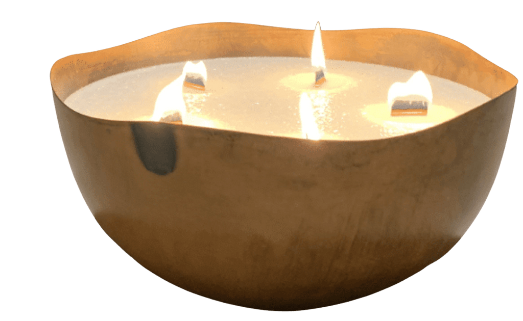 UMAII VINZ handgefertigte Kerze in einer handgefertigten Kupferschale für In-und Outdoor aus 100 % Olivenstearin, ohne Paraffin, mit Holzdochten ca. 1,5kg - Bitangel RENOVATE & FURNISH HOMES GmbH