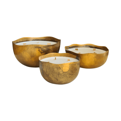 UMAII VINZ Kerze in einer Kupferschale für In-und Outdoor aus 100 % Olivenstearin, ohne Paraffin, mit Holzdochten ca. 1,5kg - Bitangel RENOVATE & FURNISH HOMES GmbH
