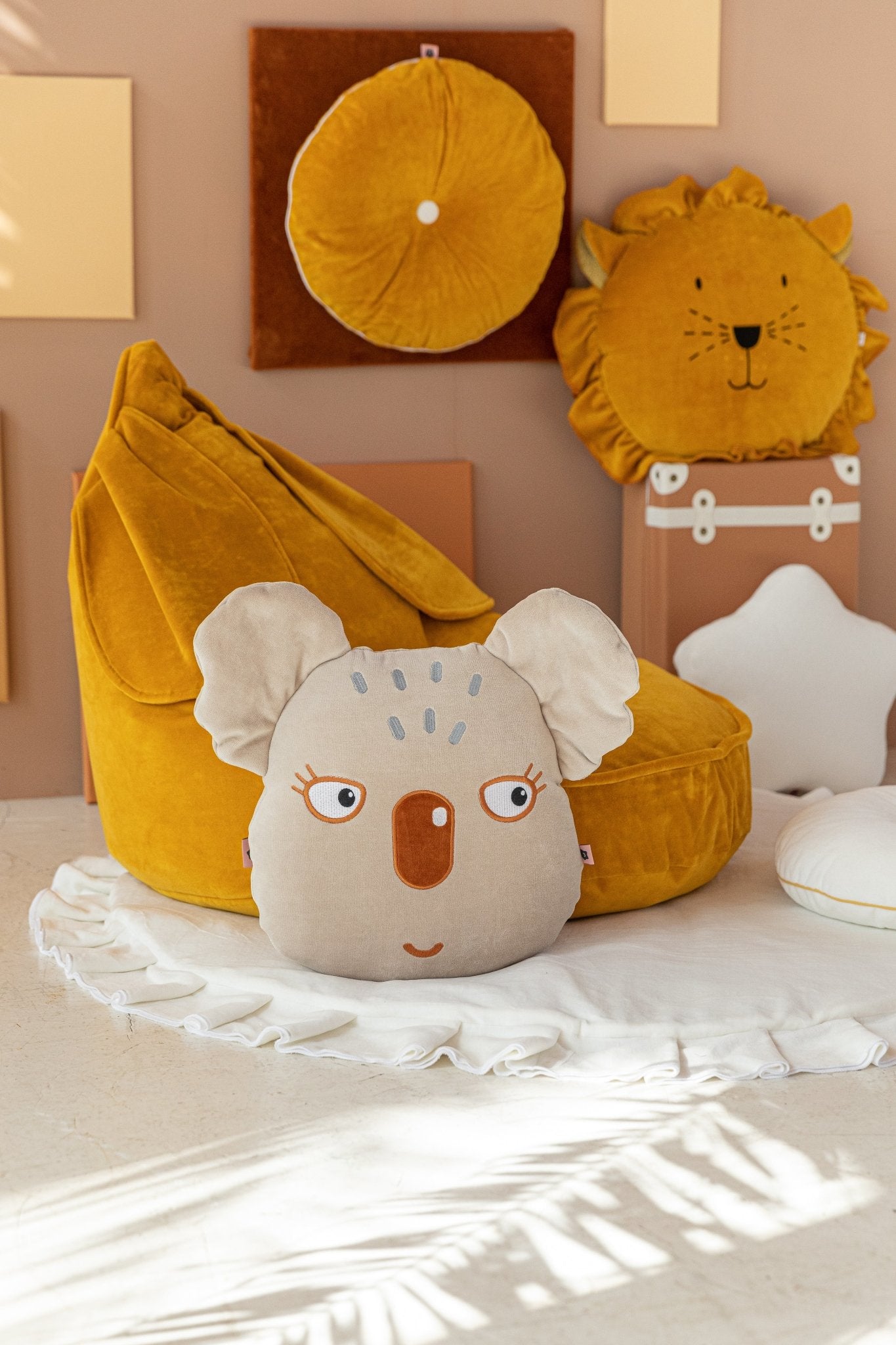 Wigiwama super weiche Velvet-Spielematte cm wahlweiße in safran, weiß, hellgrau, OEKO-TEX® Velvet ca. Ø 110cm - Bitangel RENOVATE & FURNISH HOMES GmbH