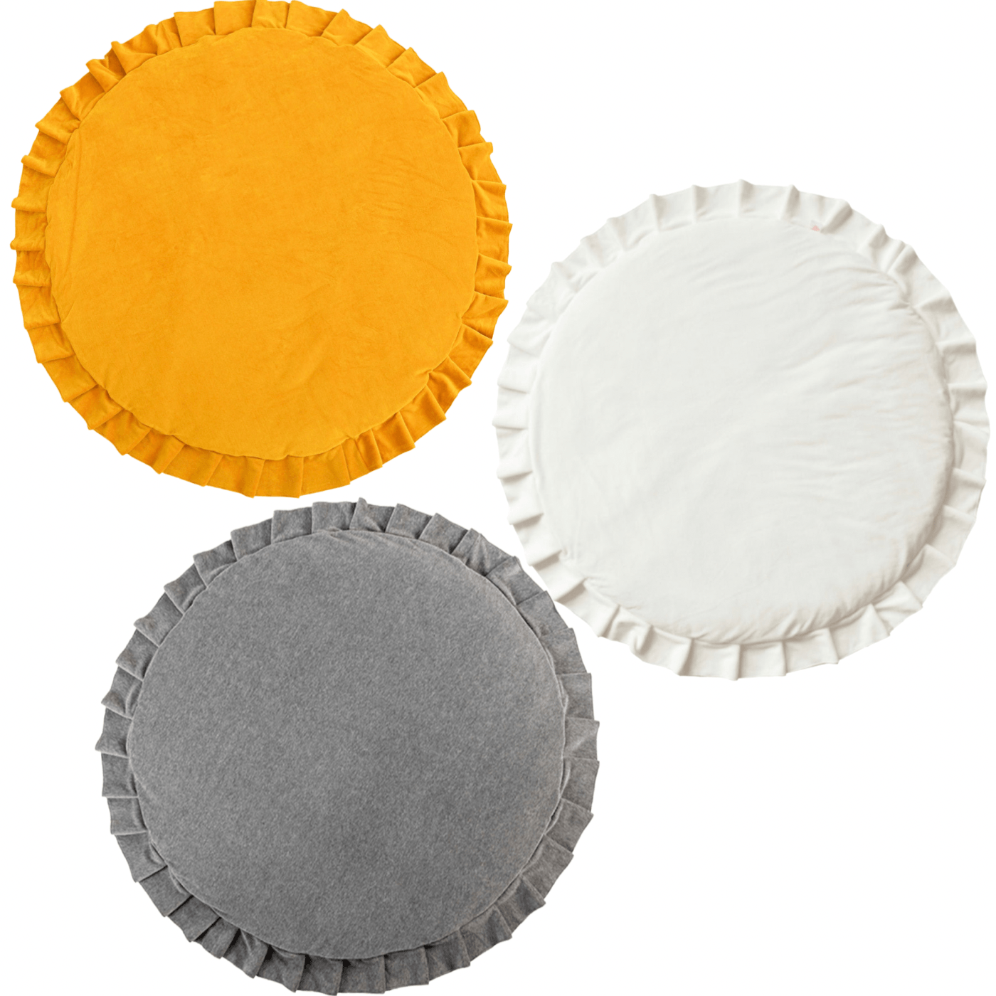 Wigiwama super weiche Velvet-Spielematte cm wahlweiße in safran, weiß, hellgrau, OEKO-TEX® Velvet ca. Ø 110cm - Bitangel RENOVATE & FURNISH HOMES GmbH