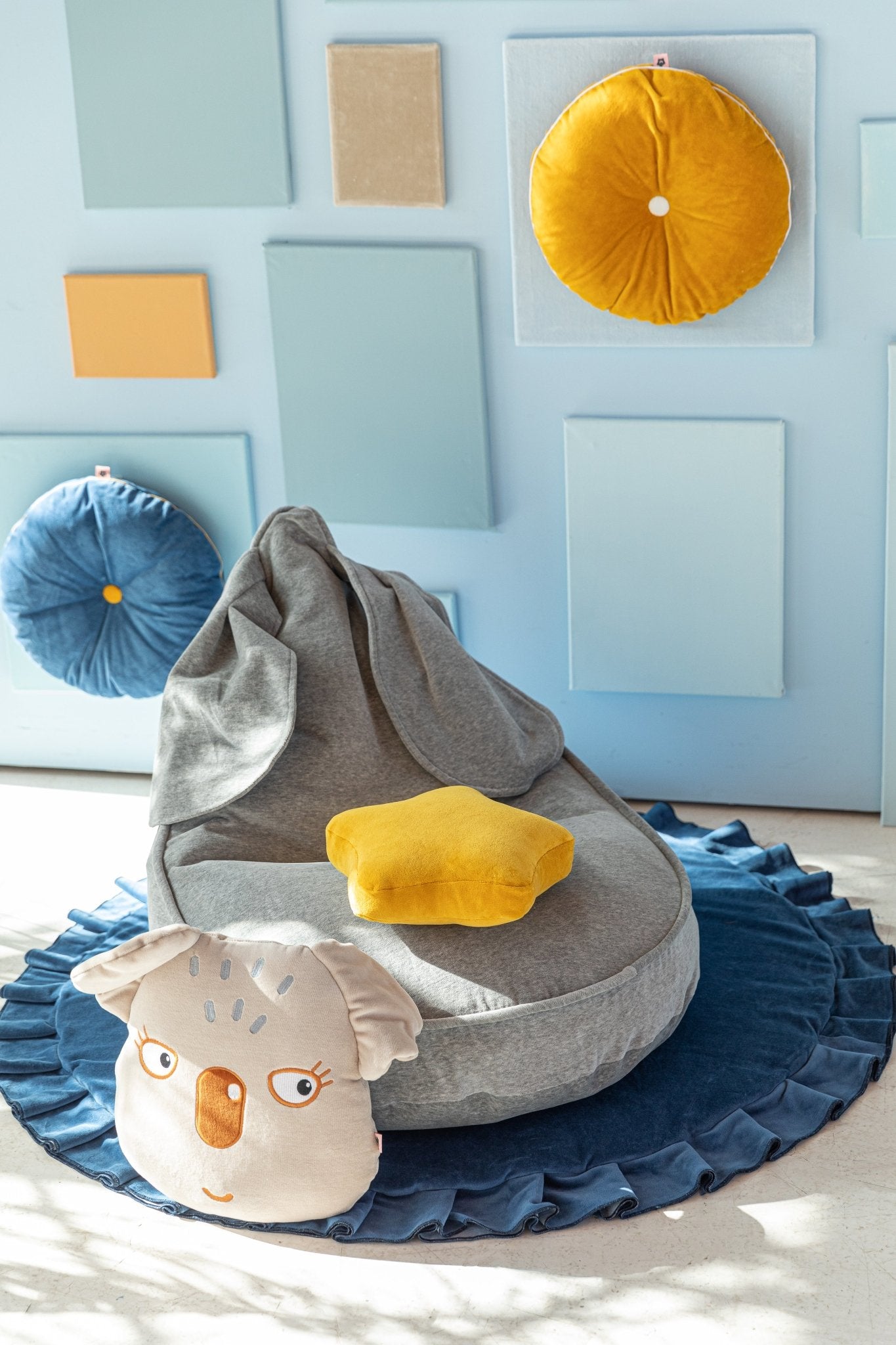 Wigiwama super weicher luxuriöser Velvet Hasen Sitzsack wahlweise in grau oder beige OEKO-TEX® Velvet ca. 75x60x60 cm - Bitangel RENOVATE & FURNISH HOMES GmbH