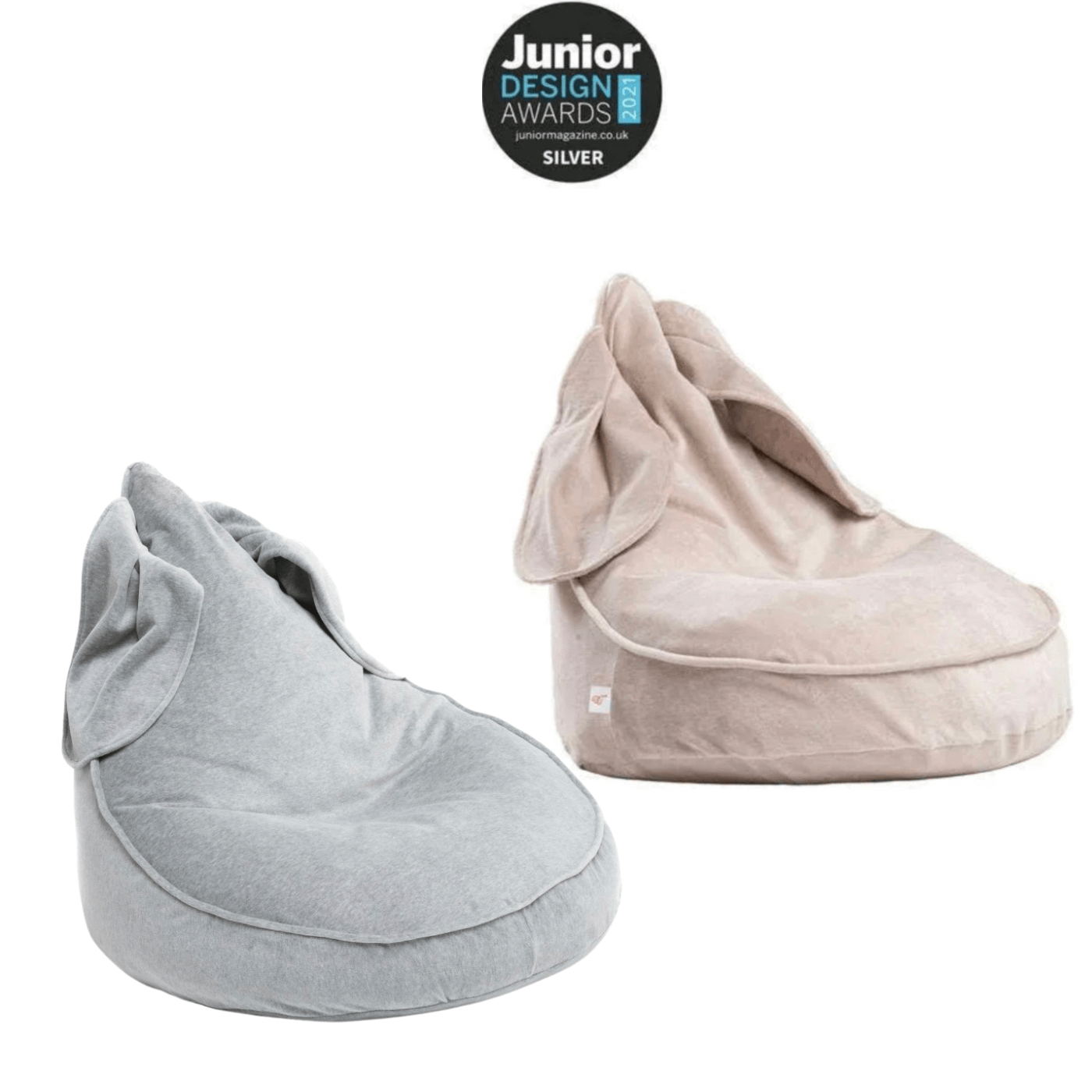 Wigiwama super weicher luxuriöser Velvet Hasen Sitzsack wahlweise in grau oder beige OEKO-TEX® Velvet ca. 75x60x60 cm - Bitangel RENOVATE & FURNISH HOMES GmbH