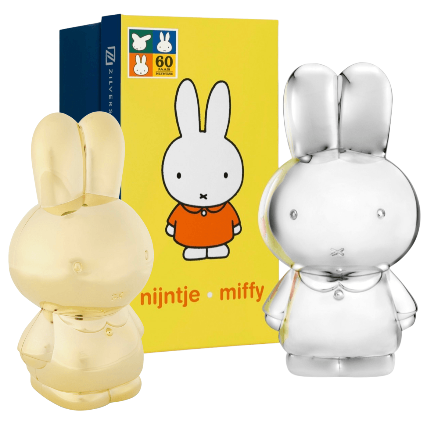 Zilverstad Miffy Spardose wahlweise in vergoldetem Metall ca. H15xB7xT6cm oder versilbertem Metall in XL ca. H15xB8xT7,5cm anlaufgeschützt - Bitangel RENOVATE & FURNISH HOMES GmbH