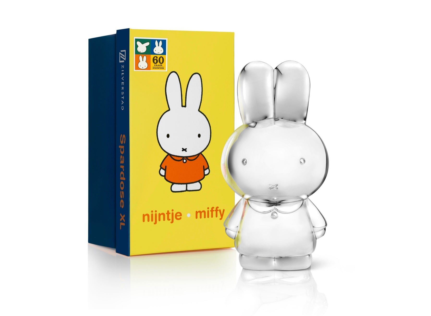 Zilverstad Miffy Spardose wahlweise in vergoldetem Metall ca. H15xB7xT6cm oder versilbertem Metall in XL ca. H15xB8xT7,5cm anlaufgeschützt - Bitangel RENOVATE & FURNISH HOMES GmbH